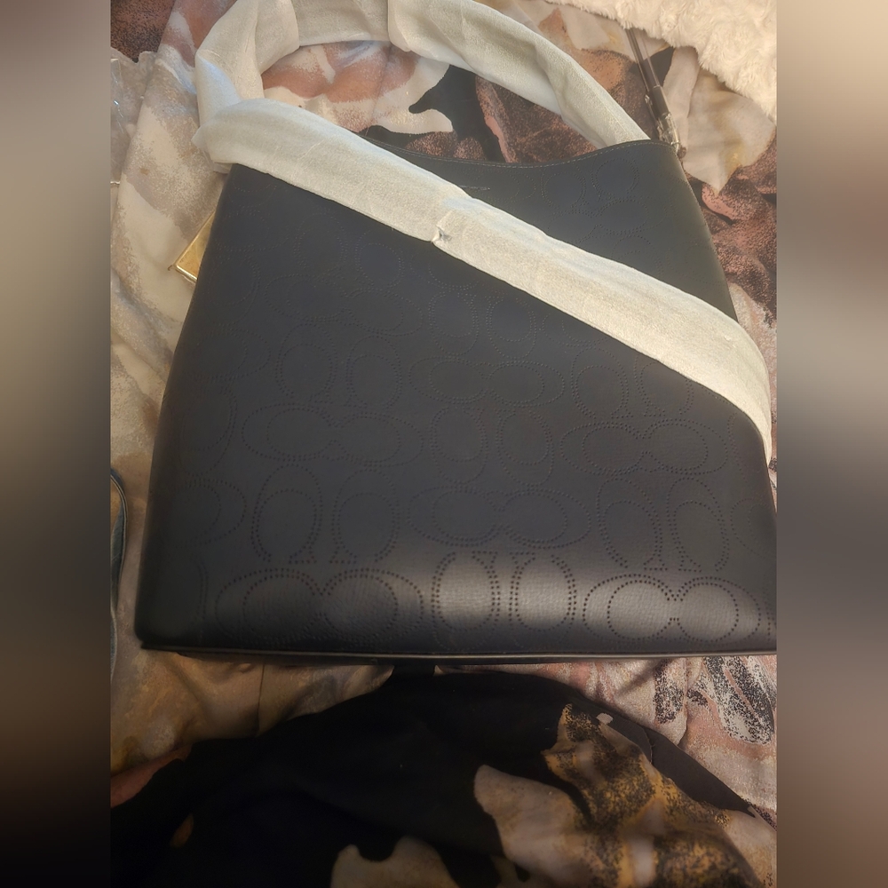 Coach Blue  Shoulder Bucket Bag with Signature Embossing - Picture 2 of 5